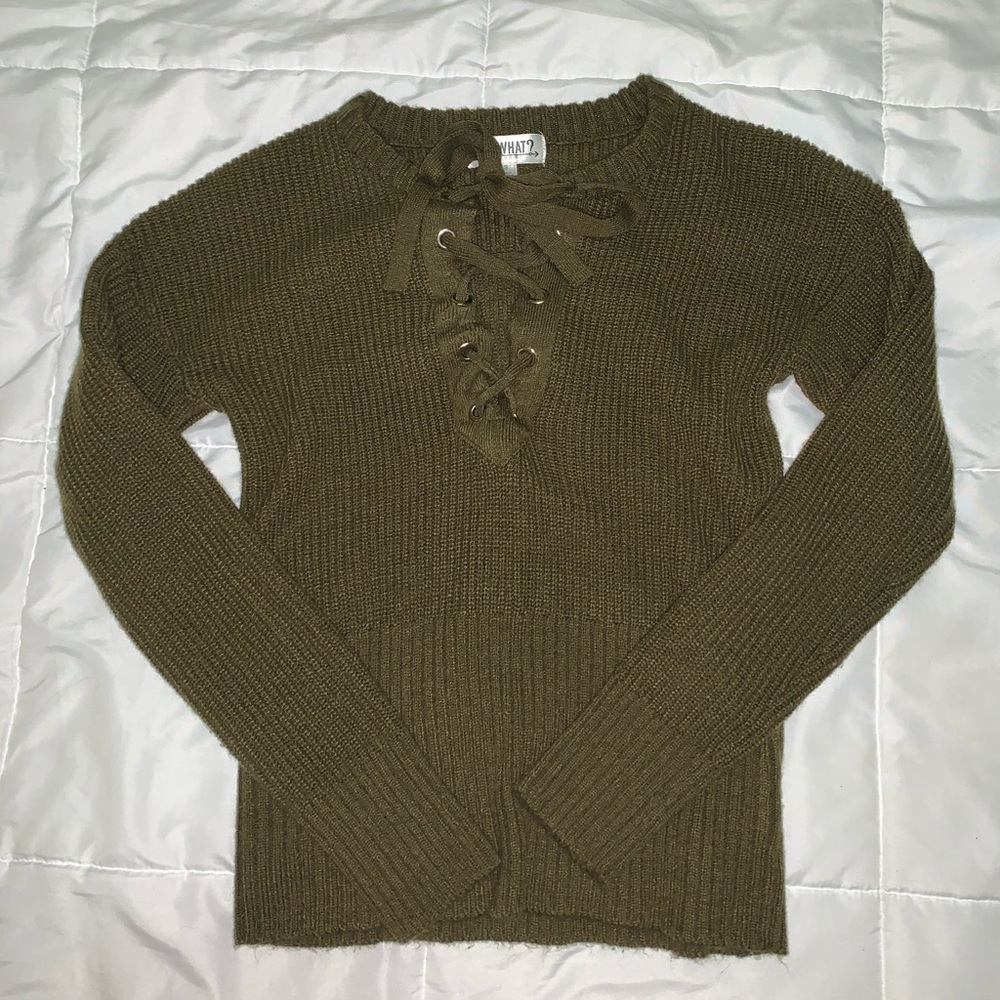 Dark green lace up sweater